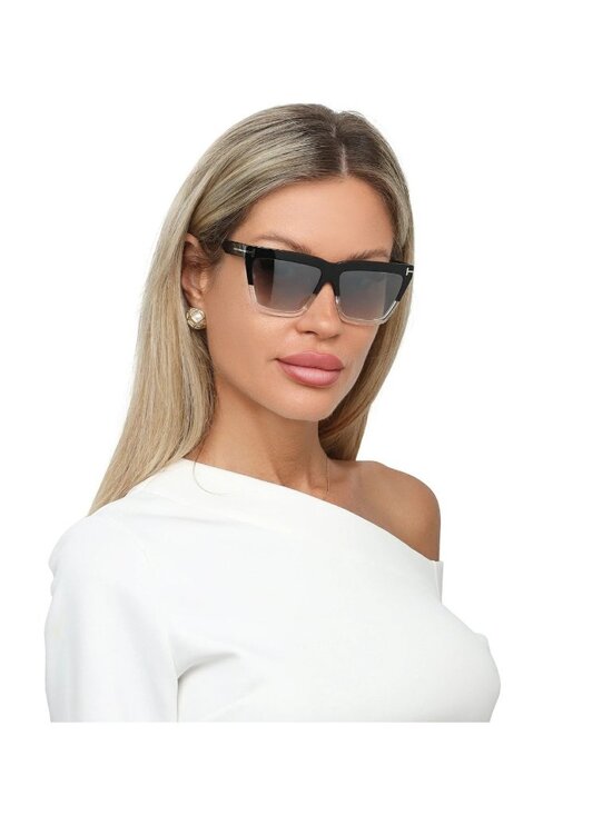 New Tom Ford Eden TF1110 05C Square Black Silver Sunglasses Authentic
